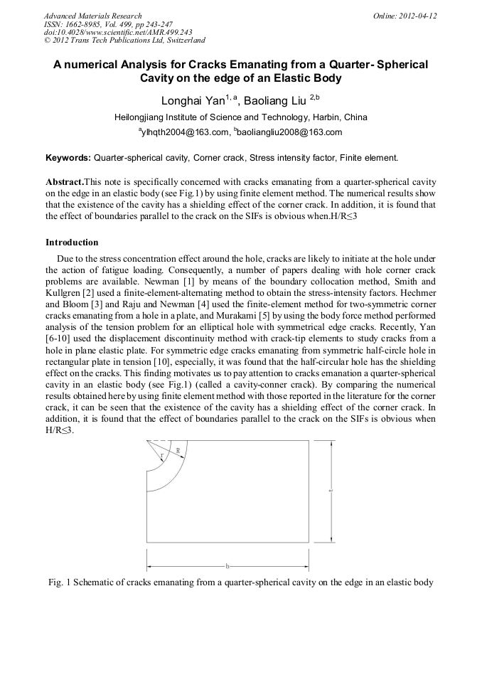 a numerical analysis for cracks emanating from a